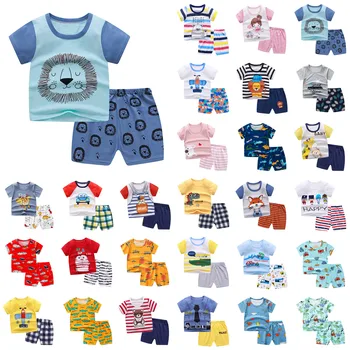 2021 Børn Piger Tee Tøj Toddler Baby Drenge Piger Korte Ærmer Tegneserie T-Shirt+Shorts Udstyr Sat til 0-5Y Tøj Børn shirt