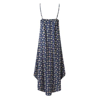 2021 daisy Kvinder kjole uden ærmer sexet ryg-spaghetti strop blomster print asymmetrisk løs maxi kjole sommerferie kjole