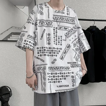 2021 Fashion T-Shirt Herre Cotton t-shirt med print Til Mænd Tee Sommeren Japansk Casual T-shirts Streetwear Trænings-og Tees Overdimensioneret