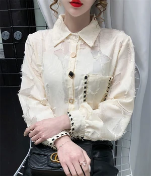 2021 Forår, Sommer Mode Kvinder chiffon Bluser, shirts print Bluse med Lange ærmer Toppe Skjorter Blusas Mujer bluser et chemiser