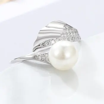 2021 Forår Sommer Åbne Ringe Enkel Perle Mode Smykker hvidguld To Farve 17mm Vægt 1,8 g Meterial Zircon Sød Gave