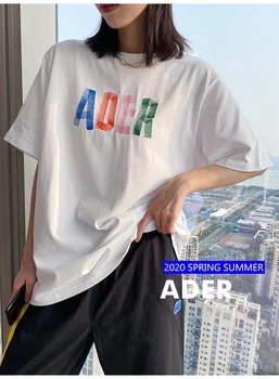 2021 Foråret AE Farve Brev Logo Origami Broderi Mønster, Korte Ærmer T-shirt Kvindelige koreanske kawaii tøj