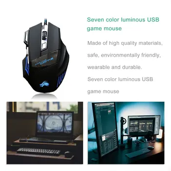 2021 HOT USB-6-Knapperne Farverige Light Emitting Professionelle Optiske, Mekaniske Kablede Gaming Kabel-Spil Mus Mus