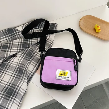 2021 koreanske Lærred skuldertaske Håndtaske Mini Søde Crossbody Tasker til Kvinder Nylon Messenger Taske Pige Student Telefon, Pung