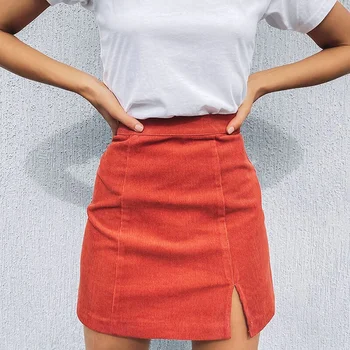 2021 Kvinde Fløjl Nederdel Sommeren Sexet Mini Nederdele Vintage Harajuku Mini-Slids, Slank Høj Talje Lige Nederdel Damer Koreansk Stil