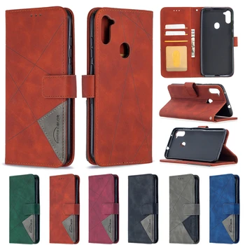 2021 Luksus Mode Retro Wallet Læder taske Til Samsung Galaxy M10 M11 M02 med Kort Slot Usynligt Beslag Beskyttende Sag