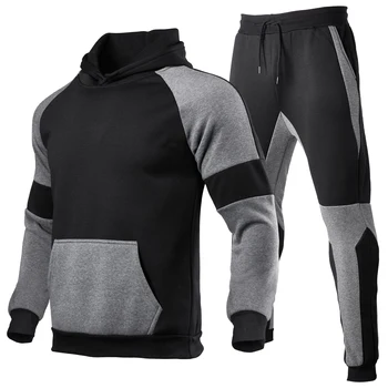 2021 mode i efteråret og vinteren, ny mænds casual hoodie passer til + bukser jogging afslappet slank sweater syning sportstøj, der passer