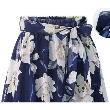 2021 Mode Nye Blomsterprint Kvinde Vintage Nederdel Med Høj Talje Midi-Nederdele Forår Sommer Chic Belted Saia Mujer Faldas
