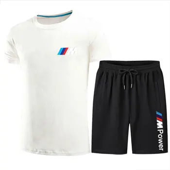 2021 Mænd Fitness Sports T-Shirt Jogging-Shirt kortærmet Mænd Tøj BMW Toppe Sports-Fritids-Quick-Tørring Sæt