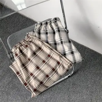 2021 Mænds Streetwear Mode Trend Bukser med Baggy Cargo Casual Bukser Gitter Print i Høj kvalitet Jogger Sweatpants S-2XL