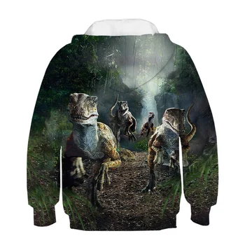 2021 Nye Jurassic Park Velociraptor Dinosaur Drenge og Piger 3D printet sweatshirt Mode pullover dyreprint hoodie Sjov sved