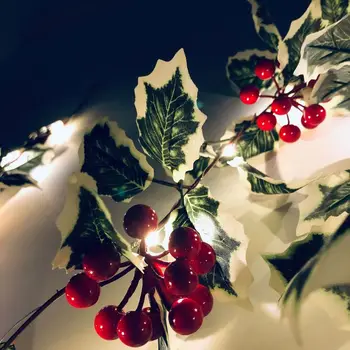 2021 Nye Kunstige Jule-Krans med Gran, Cypres Fyrrekogler Røde Bær Garland Vinde
