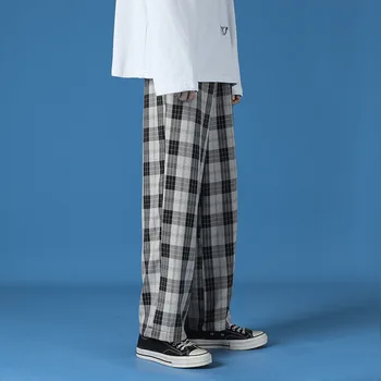 2021 nye lige tube Plaid bukser mænds fashion brand ins casual bukser koreansk mode high street bukser til mænd