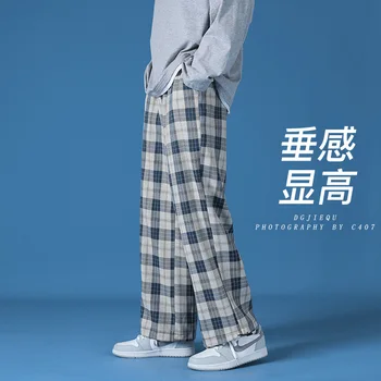 2021 nye lige tube Plaid bukser mænds fashion brand ins casual bukser koreansk mode high street bukser til mænd