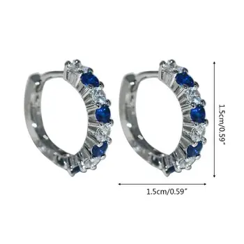 2021 nye mode damer smykker øreringe af 925 sterling sølv hoop øreringe blå safirer og hvide rhinestones