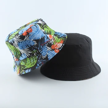 2021 Nye Mode Sommeren Kokos Træ Blomstrede Fisker Caps Panama Bucket Hat Reversible Gorro Pescador Mænd Kvinder