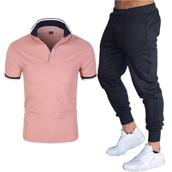 2021 nye mænds sportstøj sommeren polo passer til mænds revers kort-langærmet shirt trænings-og polo-shirt + casual bukser todelt dragt