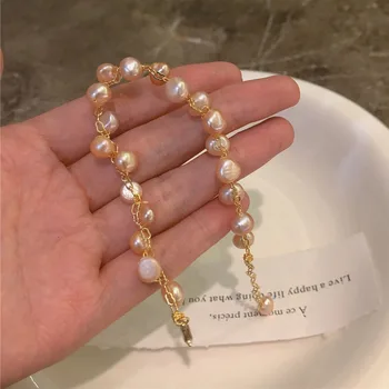 2021 Nye Pink Perler Naturlige Perle Armbånd Til Kvinder, Ferskvands Perler, Perle Armbånd Kvindelige Bryllup Fine smykker