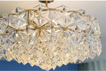 2021 Nye Post-moderne Luksus Krystal Lysekrone Kobber Stue LED Pendel Enkel Spisestue Soveværelse Kreative Amerikanske Lampe