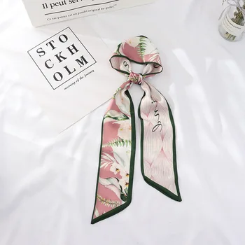 2021 Nye Sommer 100*7 Lange Fashion Lille Tørklæde Af Silke Tørklæde Blomster Håndled Bånd Lang Taske, Bælte Til Kvinder