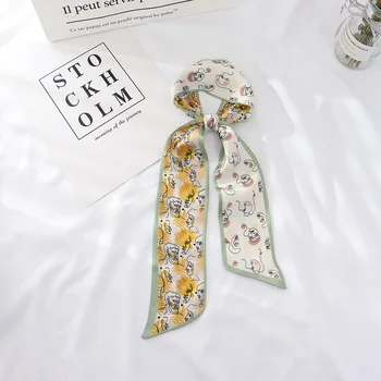 2021 Nye Sommer 100*7 Lange Fashion Lille Tørklæde Af Silke Tørklæde Blomster Håndled Bånd Lang Taske, Bælte Til Kvinder