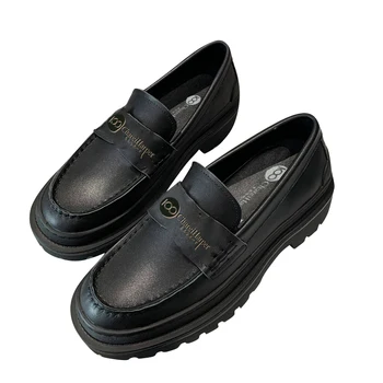 2021 Nye sort lille læder sko til kvinder, midt på hælen for arbejde arbejde, sko, tyk hæl for høj hæl for enkelt sko, Professionalisme