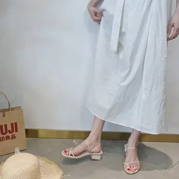 2021 Nye Version Af Tyk-hæle Sandaler damemode Ord Tynd Med Toe To-wear Lave hæle Sandaler