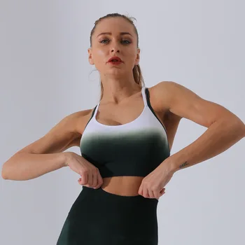 2021 Nye Women ' s Sports-Bh Gradient Farve Yoga svedtransporterende Undertøj Stødsikkert Smuk Tilbage at Køre Sports-Bh Fitness