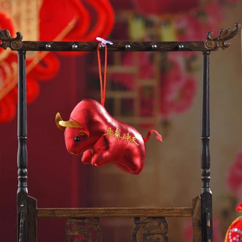 2021 Nye År Kinesiske Stjernetegn Okse Kvæg Plys Legetøj Rød Malkeko Mascot Bløde Dukke Børn Børn Fødselsdagsgave