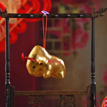 2021 Nye År Kinesiske Stjernetegn Okse Kvæg Plys Legetøj Rød Malkeko Mascot Bløde Dukke Børn Børn Fødselsdagsgave