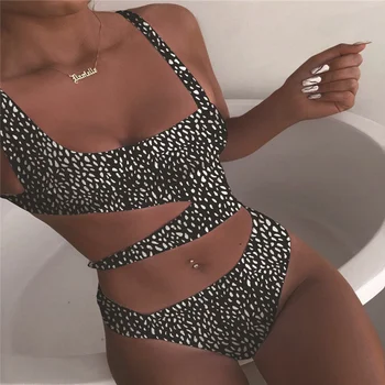 2021 Sexet Ét Stykke Badedragt Kvinder Sexet Bikini Med Leopard Print Badning Suit Kvinder Casual Badedragt Monokini