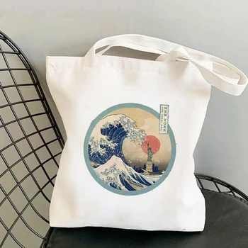 2021 Shopper Tropiske Dragon Trykt Tote Taske kvinder Harajuku shopper taske pige Skulder shopping taske Lady Canvas Taske