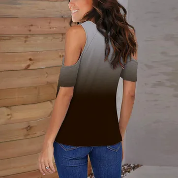 2021 Sommer Tøj Til Kvinder Mode Tie-dye Gradient Farve O-hals kortærmet T-shirt, Toppe, T-shirts Camisetas De Mujer
