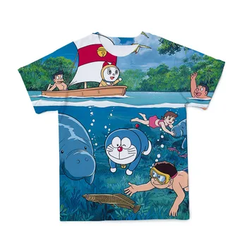 2021 Sommeren Kawaii Boy T-shirts Populære Tegnefilm Doraemon Mønster 3d-Print børnetøj Casual Alle-match T-shirt t-Shirts