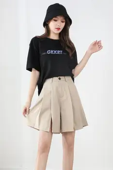 2021 Sommeren Koreanske Smarte Høj Talje Tynde Shorts, Nederdele Kvinder Mode Khaki Split Hem Shorts Kvindelige
