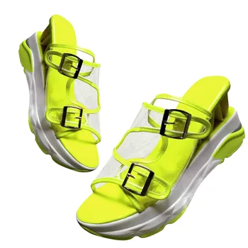 2021 Sommeren Kvinder Gennemsigtige Sandaler Damer Platform Kiler Sandaler Mode Afslappet Jelly Sandaler Med Spænde Remmen Uden Sko#G