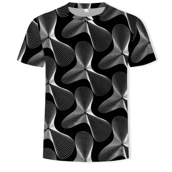 2021 sommeren mænds 3D printet blændende geometriske T-shirt komfortabel mode løs sport korte ærmer XXS-6XL