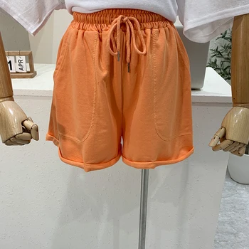 2021 Sommeren Nye Korean Style Candy Farve Casual Shorts til Kvinder af Høj Talje Elastik Kort Bred Ben Bukser Løs Bund Shorts