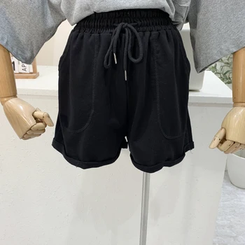 2021 Sommeren Nye Korean Style Candy Farve Casual Shorts til Kvinder af Høj Talje Elastik Kort Bred Ben Bukser Løs Bund Shorts