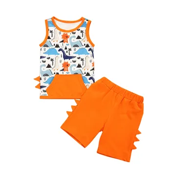 2021 Sommeren Nye Nyfødte Spædbarn Baby Drenge Dinosaur Print-Toppe-t-stykkerne Shorts Outfits Sæt Tøj Sommer Tøj Sæt 2stk