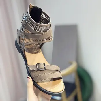 2021 Sommeren Personlig Fashion Sandaler til Kvinder Alle-Match fladbundede Kile med Korean Open-Toe Åndbar Mesh Kvinder er Hjemme