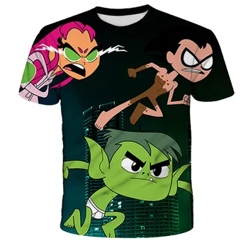 2021 Sommeren Teen Titans Go Tegneserie T-shirt 3D-Print Tøj Drenge Piger Toppe Børn Casual Energiske Animationsfilm Tøj