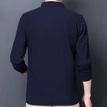 2021 Spring Nye Business-Langærmet Polo Shirt Mænd Casual Revers Solid Farve Komfortable, Åndbar T-Shirt Mandlige Far Tøj Toppe