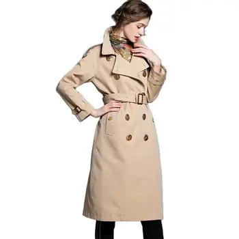 2021 Spring Women ' s New Casual Mid-Længde Dobbelt-Breasted Frakke Fashion Talje-Kontrolleret Alle Matchende Jakke og Trench Coat