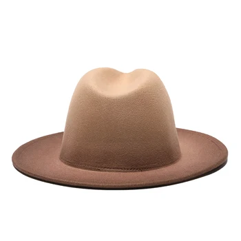 2021 vinter fedora hatte til kvinder mode Fladskærms wide Brim Uld Filt Jazz Gradient perle Hatte til mænd Leopard goth top vintage hat
