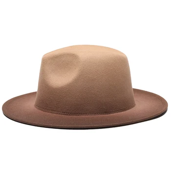 2021 vinter fedora hatte til kvinder mode Fladskærms wide Brim Uld Filt Jazz Gradient perle Hatte til mænd Leopard goth top vintage hat