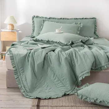 2021New 1 stykke sæt sengetæppe queen size quiltet sengetæppe til madras grøn dyne king size sengetæppe (pudebetræk gratis)