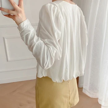 2021za sommeren nyt produkt, kvinder short shirt mode trend V-hals cardigan løs langærmet bluse