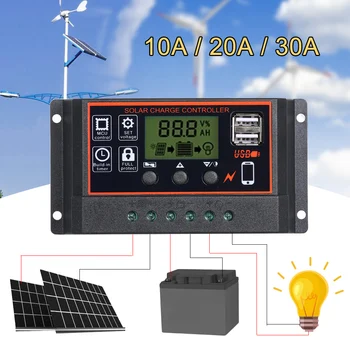 20A 12V / 24V Solar laderegulator PWM Intelligent Regulator Med USB 5V 2,5 A