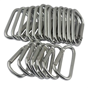 20pcs D-Ring Form Karabinhage Foråret Snap Klip Hook Buckle 4.6x2.5cm Sølv